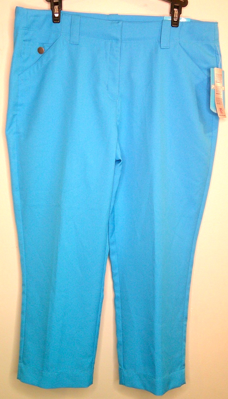 PGA Tour Exceptional Fit Blue Cropped Athleisure Women's 10 Golf Pants NEW